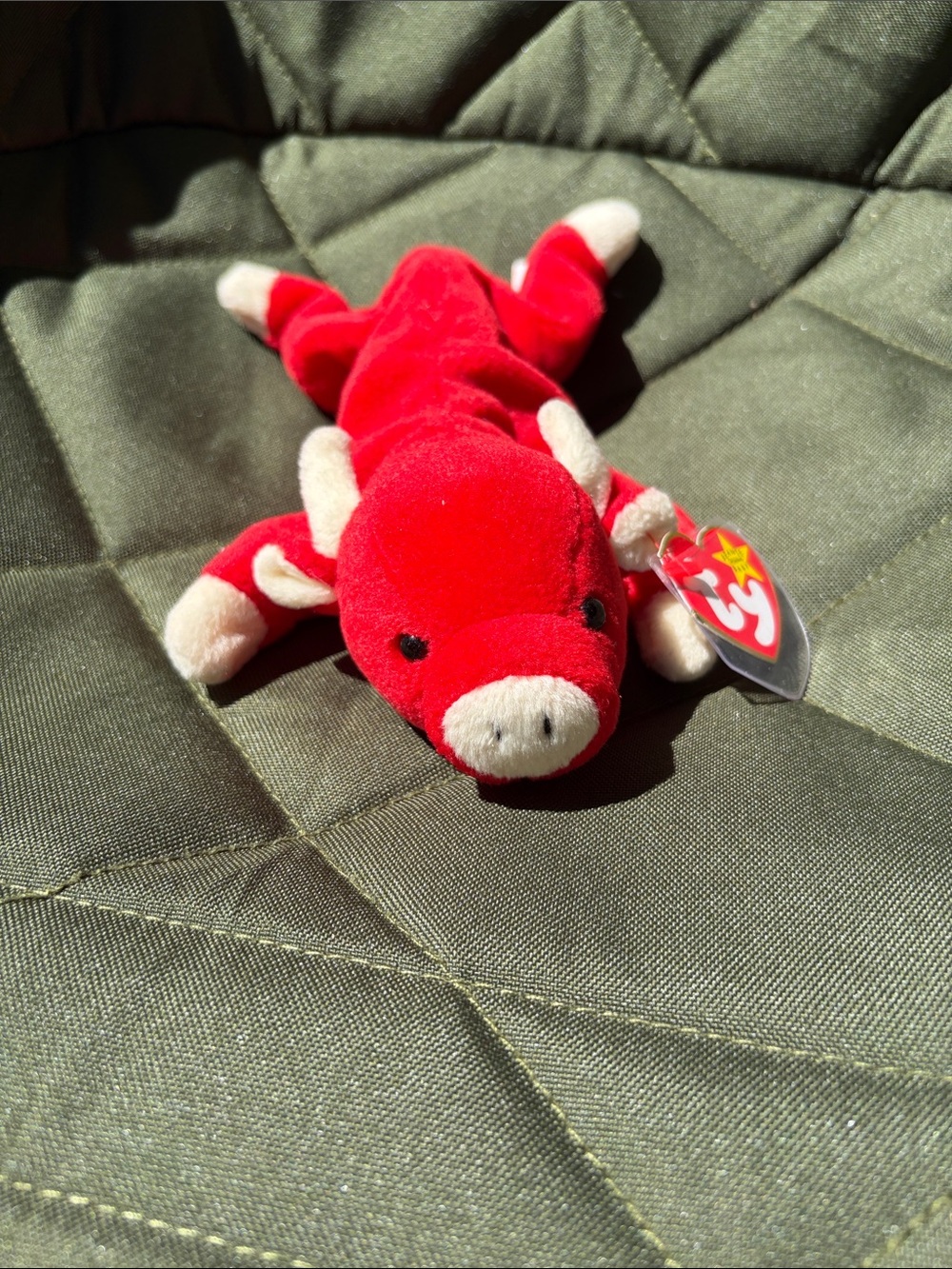 Ty Red and Cream Plush Bull Beanie Baby